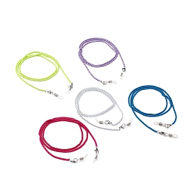 Ensembles de chaîne de lunettes, tour de cou pour lunettes, avec des chaînes de boîte en laiton peintes à la bombe, 304 fermoirs à pince de homard en acier inoxydable et extrémités en caoutchouc
