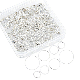 200 piezas 4 estilos anillos de unión de latón, Forma de anillo, con latas de hojalata de aluminio de 1pc