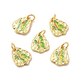 Acumular colgantes de chapado de latón, sin cadmio y sin plomo y sin níquel, con esmalte y anillo de salto, pepitas con mariposa