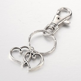 Heart to Heart Alloy Keychain, with Iron Key Rings, 80mm
