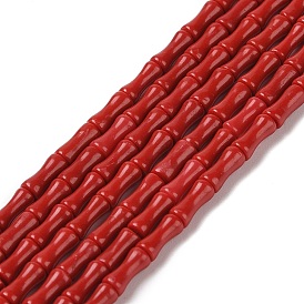 Dyed Synthetic Coral Beads Strands, Bamboo Stick