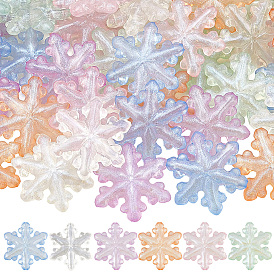 36шт. 6 цветные светящиеся прозрачные акриловые бусины, снежинка, светится в темноте, с блеском порошок