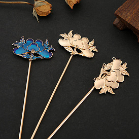 Yingyi jewelry alloy plus copper imitation cultural relic flower hairpin DIY dot emerald burning blue hairpin material accessories