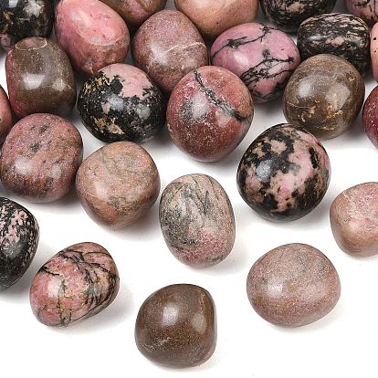 Natural Rhodonite Beads, Tumbled Stone, Nuggets, No Hole/Undrilled, Vase Filler Gems/Undrilled, Vase Filler Gems