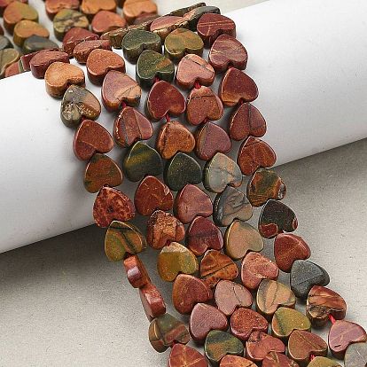 Нити бусин из натурального камня пикассо/полихромной яшмы, сердце