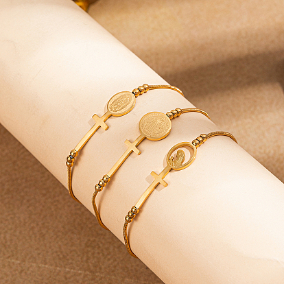 Винтажная религия 201 браслеты из нержавеющей стали с крестообразными связями для женщин