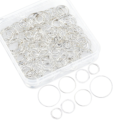 200 piezas 4 estilos anillos de unión de latón, Forma de anillo, con latas de hojalata de aluminio de 1pc