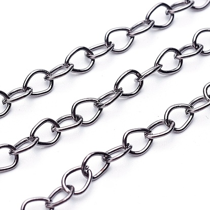 Iron Cable Chains, Unwelded, with Spool, Oval, Lead Free & Nickel Free