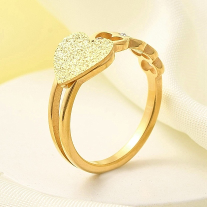 Текстурированное сердце 304 кольцо из нержавеющей стали для женщин, ионное покрытие (ip)