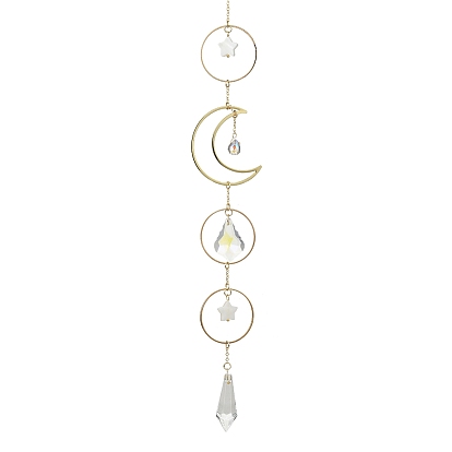 Латунь со стеклянными подвесками, луна, звезда и кольцо