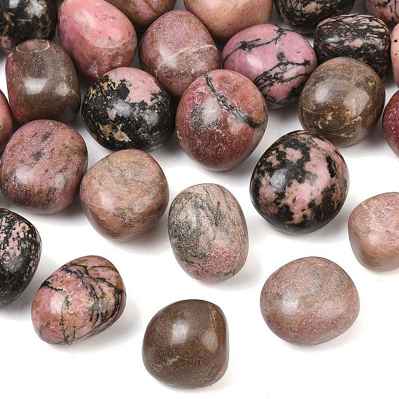Natural Rhodonite Beads, Tumbled Stone, Nuggets, No Hole/Undrilled, Vase Filler Gems/Undrilled, Vase Filler Gems