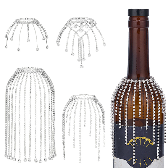 4Pcs Iron Rhinestone Wine Glass Charms