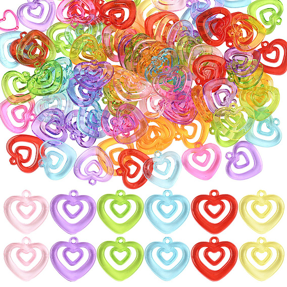 80 шт прозрачные акриловые подвески, сердце