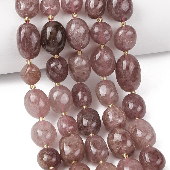 Природного кварца клубники нитей бисера, самородки, упавший камень, с бисером