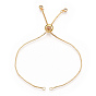 Rack Plating Adjustable Brass Slider Bracelet Making, with Cubic Zirconia, Long-Lasting Plated