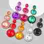 Sparkling Rhinestone & Glass Triple Flower Dangle Stud Earrings, Alloy Long Tassel Drop Earrings for Women