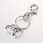 Heart to Heart Alloy Keychain, with Iron Key Rings, 80mm
