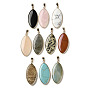 Mixed Gemstone Pendants, Brass Horse Eye Charms with Iron Snap on Bails