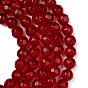 Half-Handmade Transparent Glass Beads Strands, Faceted(32 Facets) Round