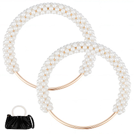 ABS Imitation Pearl Bag Handles, Rings Shaped Purse Handles, Golden
