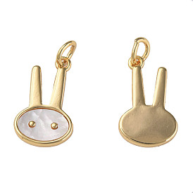 Natural Shell Pendants, with Real 18K Gold Plated Brass Findings, Nickel Free, Rabbit