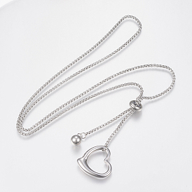 Colliers ajustables en acier inoxydable 304, colliers coulissants, coeur et perles