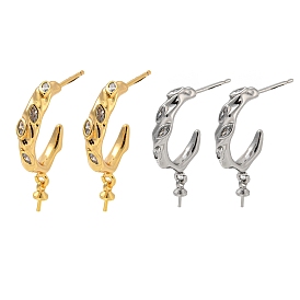 Boucles d'oreilles à tige en laiton plaqué micro pavé de zircons cubiques transparents, sans cadmium et sans plomb