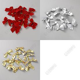 6 conjuntos 3 colores poliéster lazo decoración, Con brida de hierro para decorar árboles de Navidad o cajas de regalo.