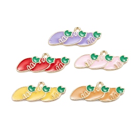 Alloy Enamel Pendants, for Earrings, Light Gold, Carrot