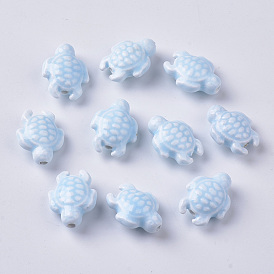 Handmade Porcelain Beads, Bright Glazed Porcelain Style, Tortoise