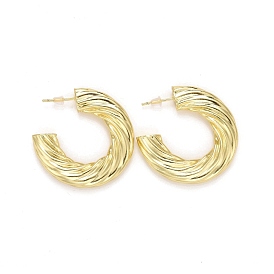 Rack Plating Brass Stud Earrings, Long-Lasting Plated, Lead Free & Cadmium Free, Twisted Letter. C