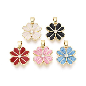 Латунные микропаве прозрачные подвески с фианитом, с эмалью, , реальный 18 k позолоченный