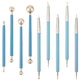 9шт. 2 стили набор пластиковых инструментов для лепки из глины с двумя головками, принадлежности для рукоделия из глины для детей