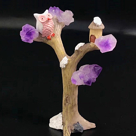Natural Amethyst Tree Decorations, Resin Tree for Feng Shui Energy Stone Gift for Home Desktop Decoration