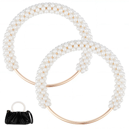 ABS Imitation Pearl Bag Handles, Rings Shaped Purse Handles, Golden