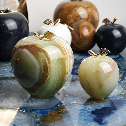 Gefärbte natürliche Jade-Apfel-Display-Dekorationen, Figur als Heimdekoration, Reiki-Energiestein zur Heilung