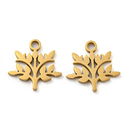 Ion Plating(IP) 316 Surgical Stainless Steel Charms, Laser Cut, Leaf Charms