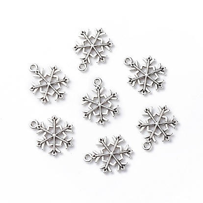 Tibetan Style Alloy Pendants, Lead Free & Cadmium Free, Snowflake, for Christmas, 21x16x2mm, Hole: 2mm