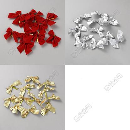 6 conjuntos 3 colores poliéster lazo decoración, Con brida de hierro para decorar árboles de Navidad o cajas de regalo.