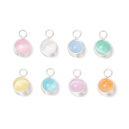 Круглые подвески из окрашенной натуральной селенитовой медной проволоки, разноцветные