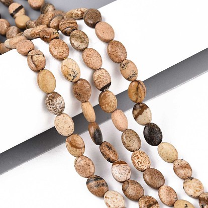 Естественного изображения яшмы бисер нитей, Плоско-овальные