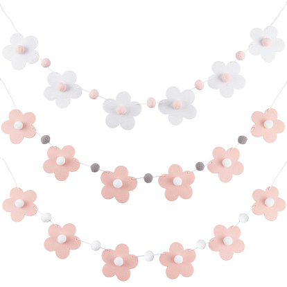 3 наборы 3 цвета фетровые цветочные баннеры, партийные украшения, с хлопчатобумажной нитью и пластиковыми иглами
