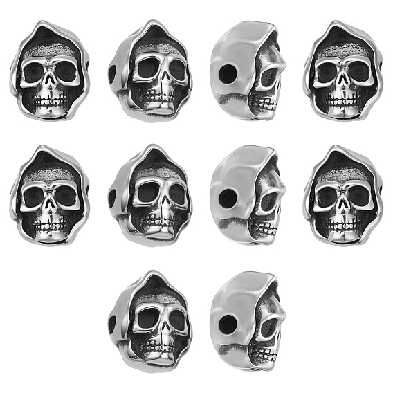 10 шт. Хэллоуин 304 бусины из нержавеющей стали, череп головы