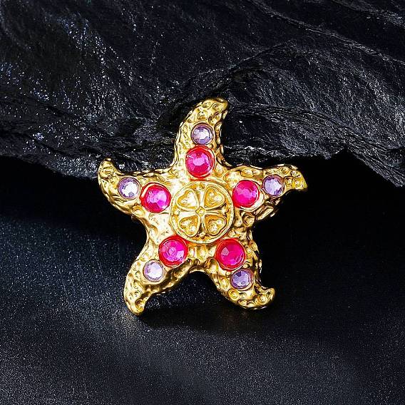 Сплав горный хрусталь брошь, изысканные значки на лацкан для мужчин и женщин, морская звезда