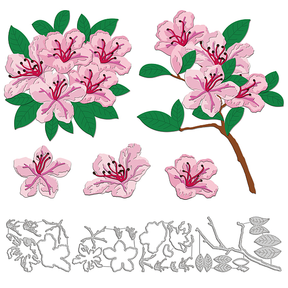 Углеродистая сталь разрезает трафареты, для diy scrapbooking, Фотоальбом, декоративная бумага для тиснения, цвет нержавеющей стали, узор азалия