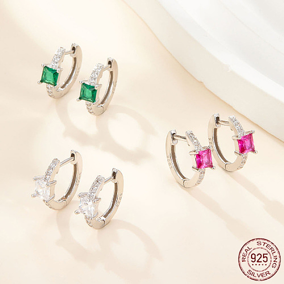 925 серьги из серебра из серебра, квадратные серьги с цирконием, с печатью s925
