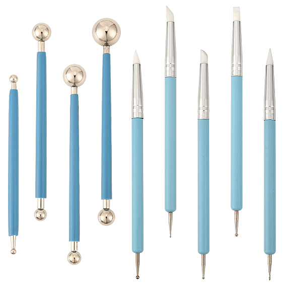 9шт. 2 стили набор пластиковых инструментов для лепки из глины с двумя головками, принадлежности для рукоделия из глины для детей