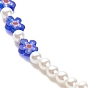 Plastic Imitation Pearl & Millefiori Glass Beaded Necklace for Women