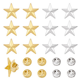 12 шт. 2 цвета брошь-звезда из цинкового сплава, булавки для воротника мужской рубашки