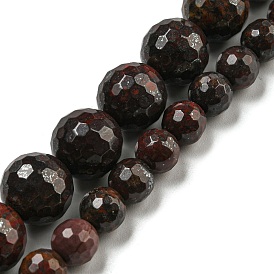 Natural Brecciated Jasper Beads Strands, (128 Facets)Faceted, Round, Grade A